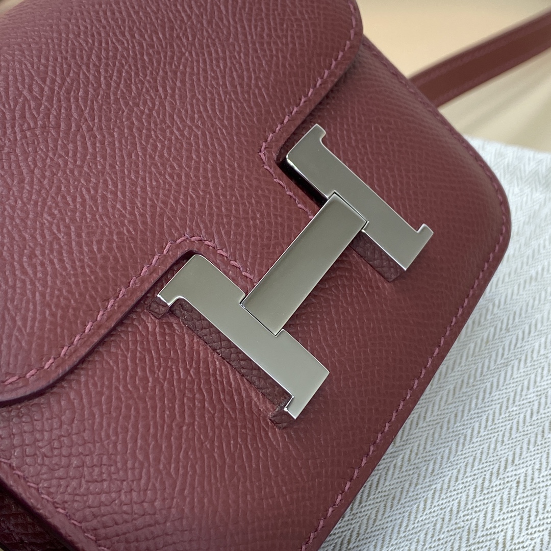 Hermes Constance Slim Wallet Belt Bag In Bordeaux Epsom Leather